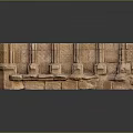 Sandstone Scene Component With Carved Columns And Intricate Architectural Details