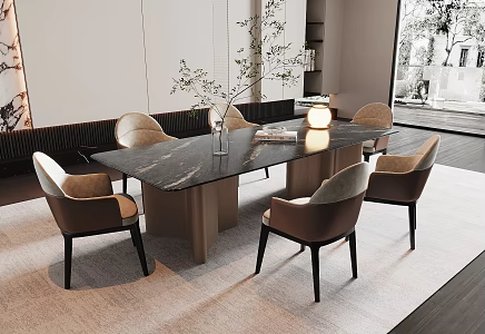Modern Dining Table and Chair 3d model