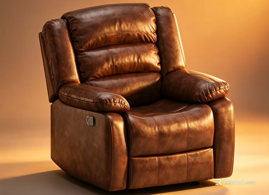 Premium Soft Brown Leather Reclining Leisure Chair For Cozy Home Living Room Daily Relaxation 3d model 