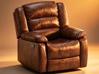 Premium Soft Brown Leather Reclining Leisure Chair For Cozy Home Living Room Daily Relaxation 3d model
