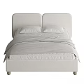 Modern White Upholstered Bed Frame With Soft Pillows And Linen Sheets 3d model