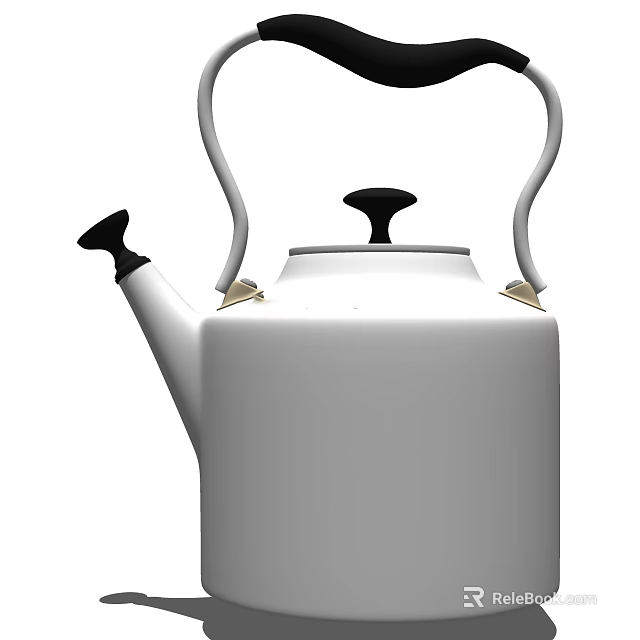 Modern White Kettle Kitchen Utensil With Black Accents And Ergonomic Handle 3d model 