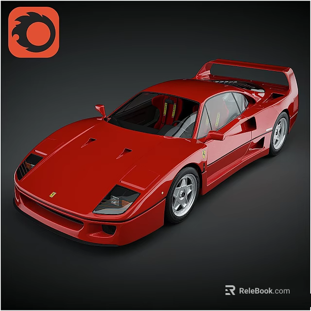 Red Classic Sports Car With Sleek Body Rear Spoiler And Alloy Wheels 3d model 