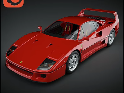 Red Classic Sports Car With Sleek Body Rear Spoiler And Alloy Wheels 3d model