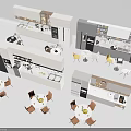 Modern Tea Room Open Design With White Cabinets Dining Tables Chairs Coffee Machine And Microwave