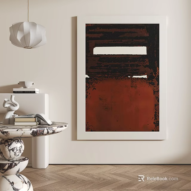 Abstract Painting In Modern Interior With Decorations 3d model