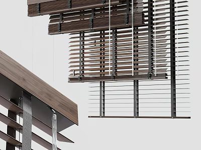 Modern Wooden Window Blinds With Horizontal Slats For Interior Design 3d model