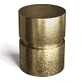 Golden Two Tiered Plant Stand With Hammered Texture And Brass Finish
