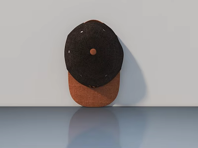 Black And Brown Hinged Door With Round Knob On White Wall And Gray Floor 3d model