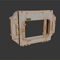 Futuristic Space Door Frame Structure With White Mechanical Panels And Red Green Markers