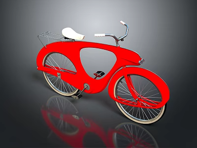 Stylish Red Bicycle With White Seat And Front Basket Modern Design 3d model