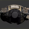 Intricate Apparel Shaped Sculpture Carving With Dark Carved Patterns And Light Base Design