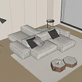 Modern Fabric Sofa Fabric Multi-person Sofa Combination Lazy Fabric Sofa Pillow Solid Wood Coffee Table Combination Floor Lamp 3d model