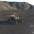 Mars Rover Exploring Barren Martian Surface With Rocky Mountainous Terrain 3d model