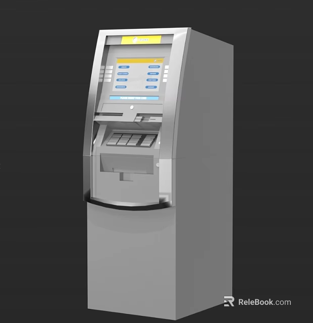 Public Self Service Kiosk Facility With Touch Screen And Keypad Interface 3d model 
