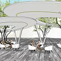 Modern gallery frame arc curve special-shaped landscape gallery frame simple child-mother gallery pavilion 3d model
