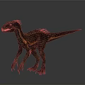 Realistic Dinosaur Character With Brown And Orange Stripes And Back Spikes Standing Pose