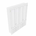 White Wardrobe With Multiple Doors Drawers And Golden Handles Modern Design