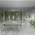 Modern Silver Clothing Store Interior Design With Neon Lights And Metal Display Racks