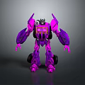 Purple Mechanical Robot Action Figure With Articulated Arms Legs And Wheel Base