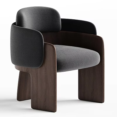 Modern Leisure Chair With Wooden Frame Upholstered Seat And Comfortable Armrests 3d model