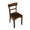 Classic Solid Wood Dining Chair With Dark Brown Finish And Simple Backrest Design 3d model