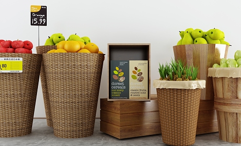 Modern Storage Basket Fruit Table 3d model