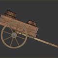 Wooden Cart Loaded With Wooden Barrels With Spoked Wheels And Vintage Design