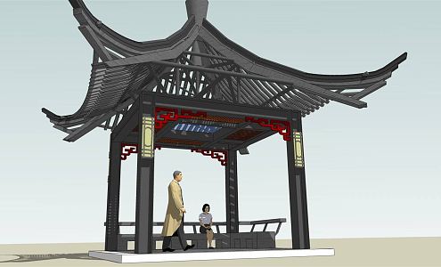 Chinese-style pavilion small pavilion 3d model