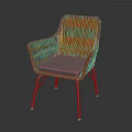 Modern Rattan Leisure Chair With Light Gray Cushion And Metal Legs