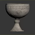 Vintage Silver Decorative Household Bowl With Ornate Carvings And Pedestal Base