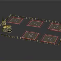 Five H Marked Helipads With Control Tower In Fenced Area Design