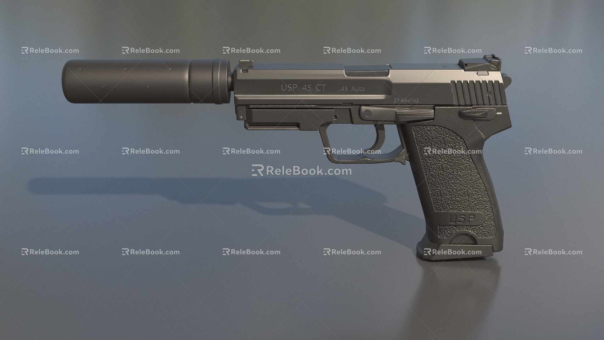 Pistol USP45 Automatic Filling Pistol CT Special Pistol with Muffler Pistol Simple Model Pistol Low Model Low Face Number Pistol Game Pistol 3d model