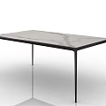 Modern Dining Table With Smooth Marble Top And Black Metal Legs Design