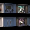 Modern Store Windows With Various Dressed Mannequins Creative Clothing Displays And Lighting
