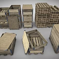 Organized Durable Wooden Crates And Pallets Stacked For Household Supplies Storage