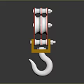 Heavy Duty Block and Tackle with Red Pulleys Yellow Base and Silver Hook