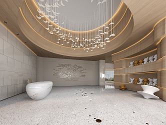 Modern Hall Sales Office Hall Front Desk Chandelier Combination Sales Department Hotel Hall Entry Area Rest Area Creative Art Alias Fish Chandelier 3d model