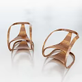 Wooden Leisure Chairs With Curved Open Structure And Modern Minimalist Design