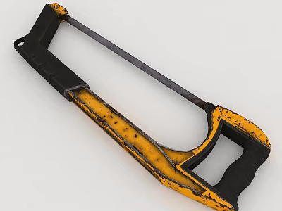 Rustic Yellow And Black Hacksaw Manual Hardware Cutting Tool For DIY Projects 3d model