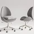 Gray Modern Office Chair with Ergonomic Curved Backrest and Swivel Wheels