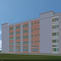 Modern Multi Story Industrial Factory Building With White Orange Exterior And Large Windows