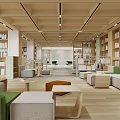 Library internal reading room bookstore book bar bookshelf library 3d model