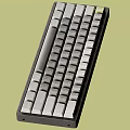 Computer Keyboard With Gray White Keys Green Accents Multiple Angles And Port Details 3d model
