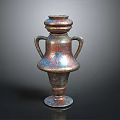 Classic Copper Blue Decorative Vase With Two Handles And Shiny Surface Design