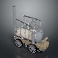 Vintage Steam Train Model Featuring Large Wheels Steam Boiler And Metal Structure 3d model