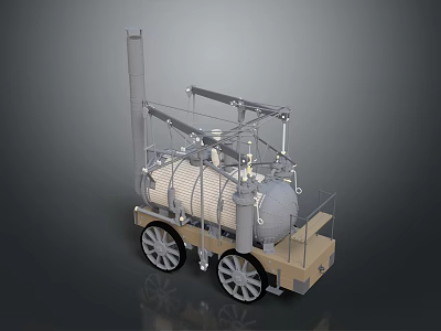 Vintage Steam Train Model Featuring Large Wheels Steam Boiler And Metal Structure 3d model