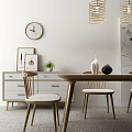 Nordic Dining Table and Chair Combination Dining Table and Chair Side Cabinet Combination 3d model