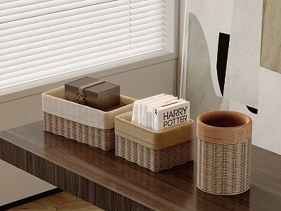 Woven Storage Baskets Organizing Items In Home Decor 3d model