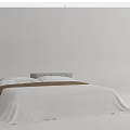 Modern Double Bed with Light Gray Frame White Bedding and Brown Blanket